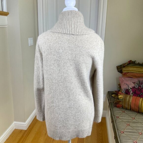 Lafayette 148 Sweater Cashmere Turtleneck Beige Long Sleeve Classic (L) - Picture 3 of 7